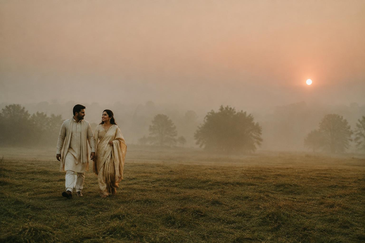 Pre-wedding couple at sunrise